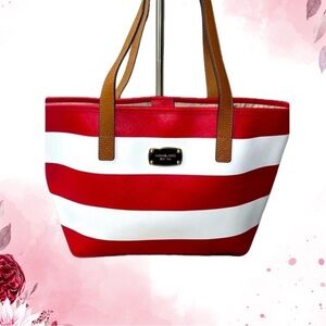 MICHAEL Michael Kors Jet Set Travel Stripe Large Travel Tote Red/White